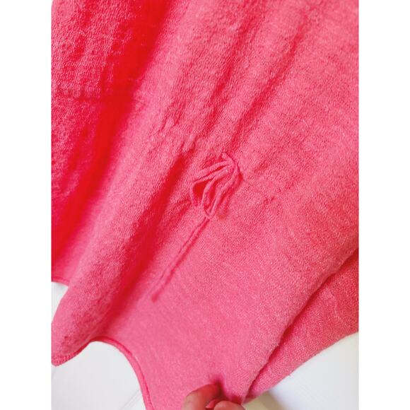 Minnie Rose Cold Shoulder Mini Dress Linen Cinch Waist Guava Pink Small Boho - Picture 8 of 8